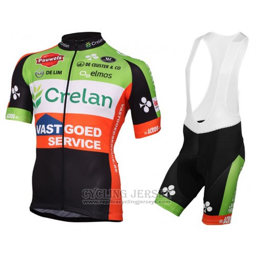 2016 Cycling Jersey Crelan AA Red and Green Short Sleeve and Bib Short